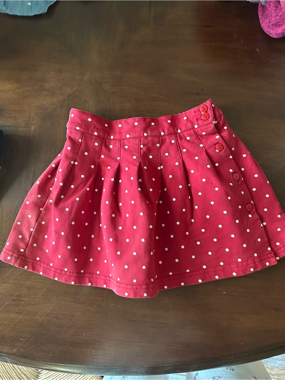 Le Top Red Polka Dot Skirt with Button Accents
